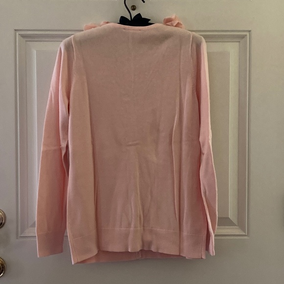Dialogue Long Sleeve V-Neck Knit Cardigan/Ruffle Trim/Peach/M/NEW!/REDUCED PRICE - Picture 2 of 3